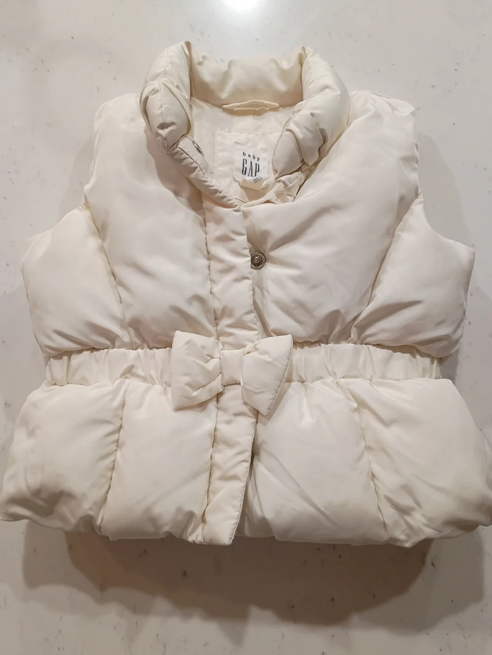 baby GAP Cream Puffer Vest with Bow